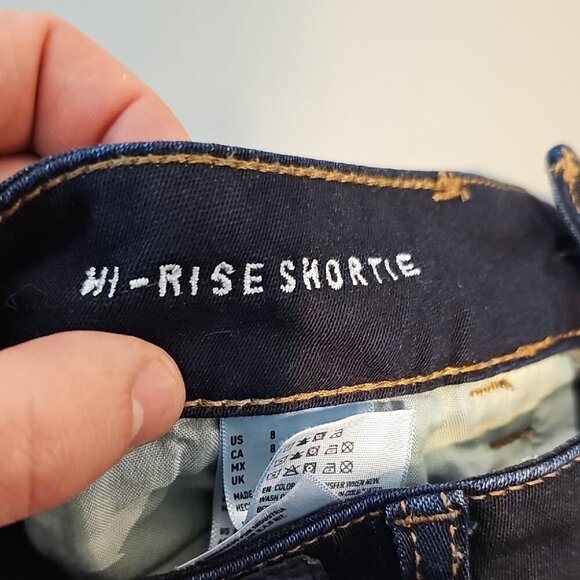 American Eagle Outfitters Size 8 Dark Wash Jean Shorts with Rolled Hems - Picture 9 of 13